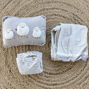 Lambs & Ivy Signature Goodnight Sheep 4 Piece Crib Set Gray Linen Sheet